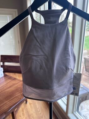 Lululemon nulu high neck mesh hem tank NWT MUTED GREY